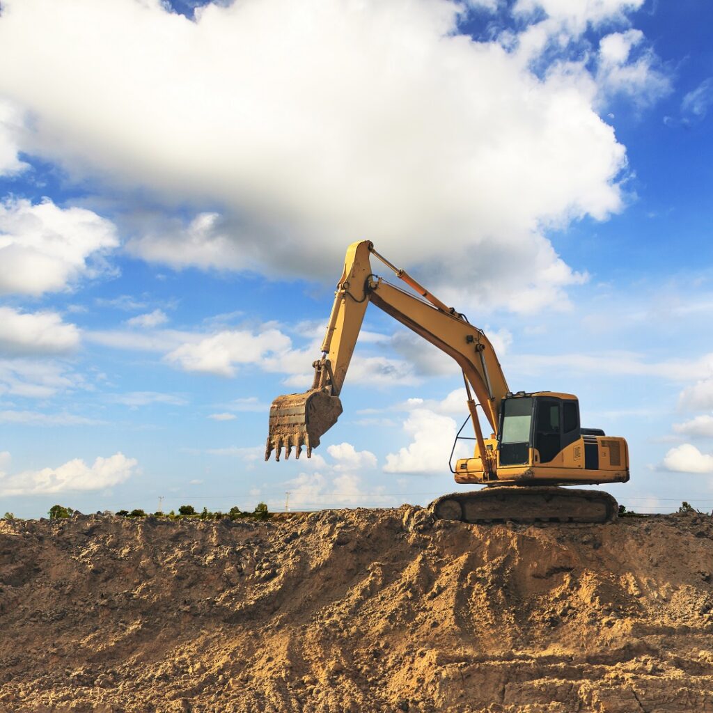 Excavator with blue sky